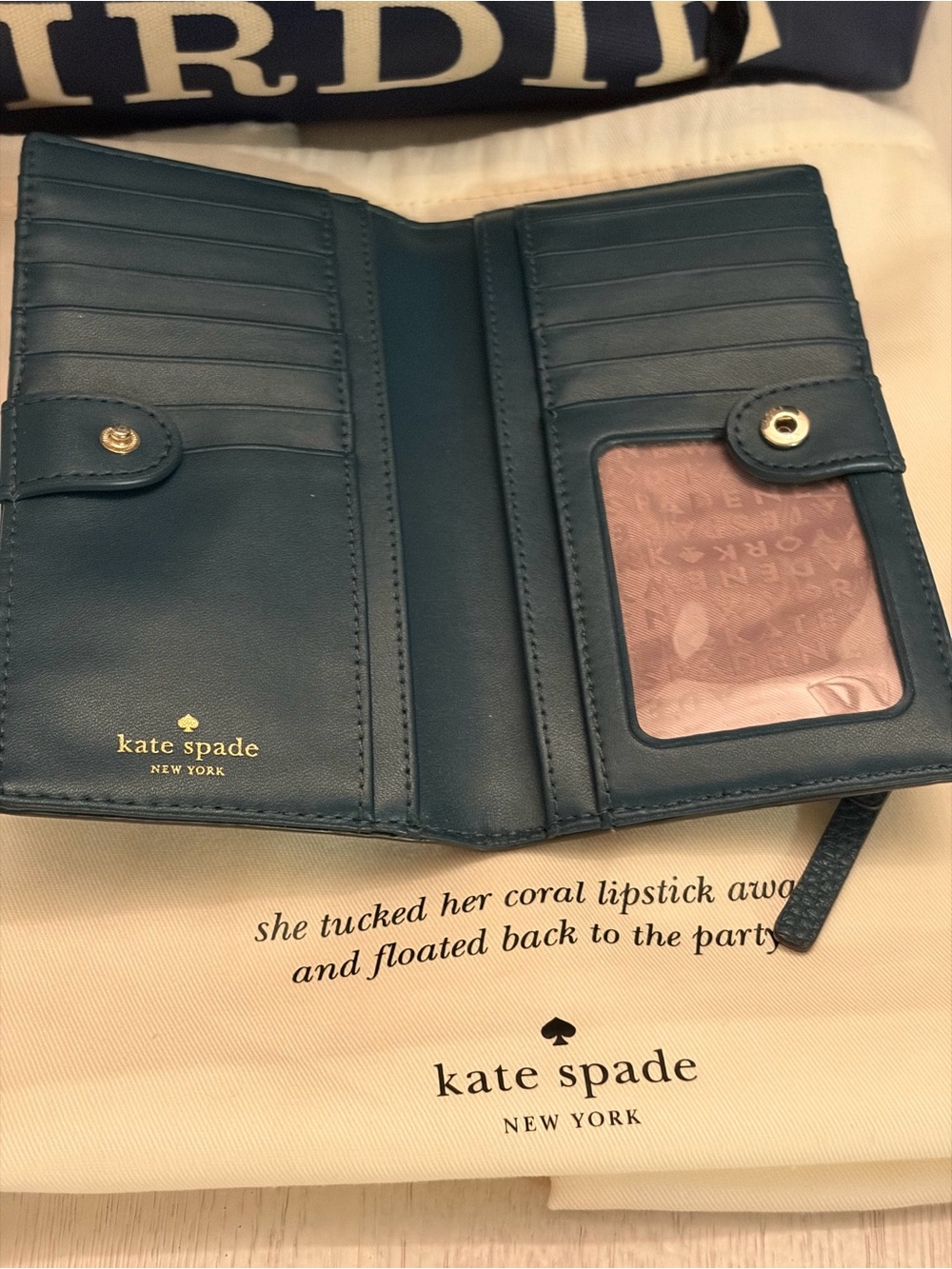 Kate Spade Storyline Cream/Navy Canvas 'Tee Time' Tote with KS Wallet - Picture 6 of 15